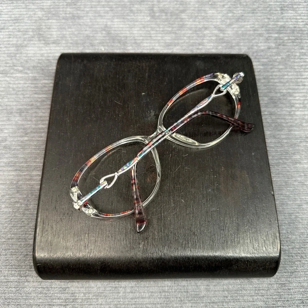 Zyloware Vintage Clear Cat Eye Eyeglasses Silver Metal Tortoise Temples 144